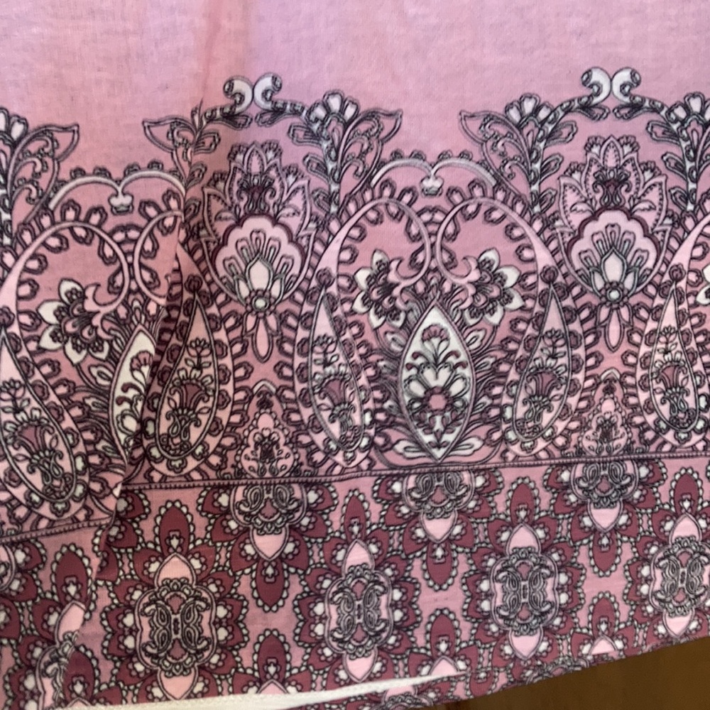 One World top mauve ombre w boho print at bottom & matching scarf L - Picture 4 of 17